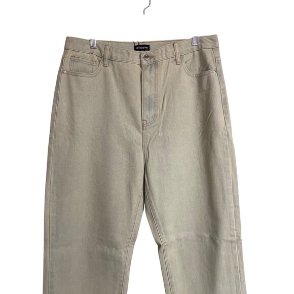 PrettyLittleThing Vintage Wash Split Hem Jeans Womens Size US 10 Green Tint - Picture 3 of 8